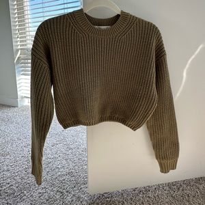 Elodie Women’s Olive Knit Cropped Sweater